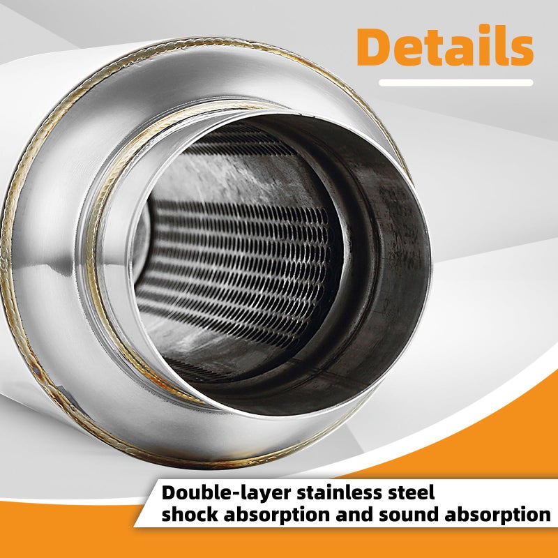 A-KARCK 2.5" Inlet Exhaust Resonator, 2.5" Inlet 2.5" Outlet 11.5" Overall Length Muffler Resonator Stainless Steel Polished - Image 3